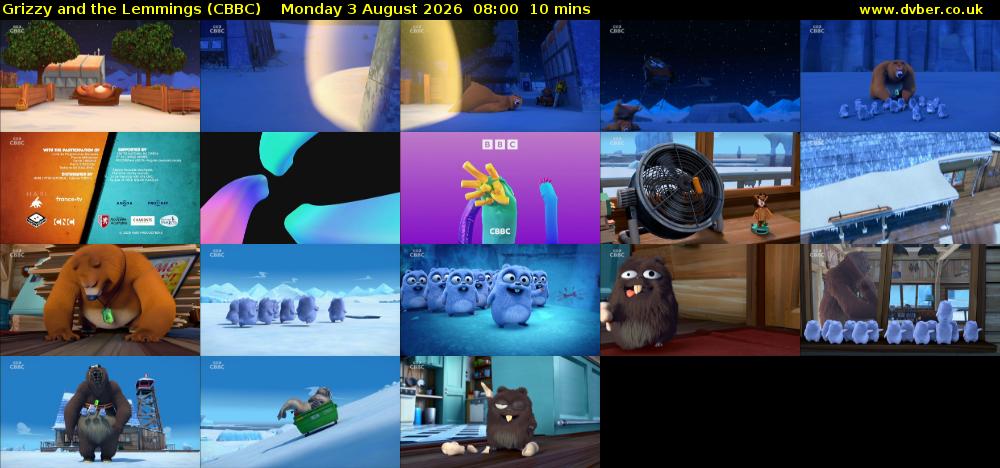 Grizzy and the Lemmings (CBBC) Monday 3 August 2026 08:00 - 08:10