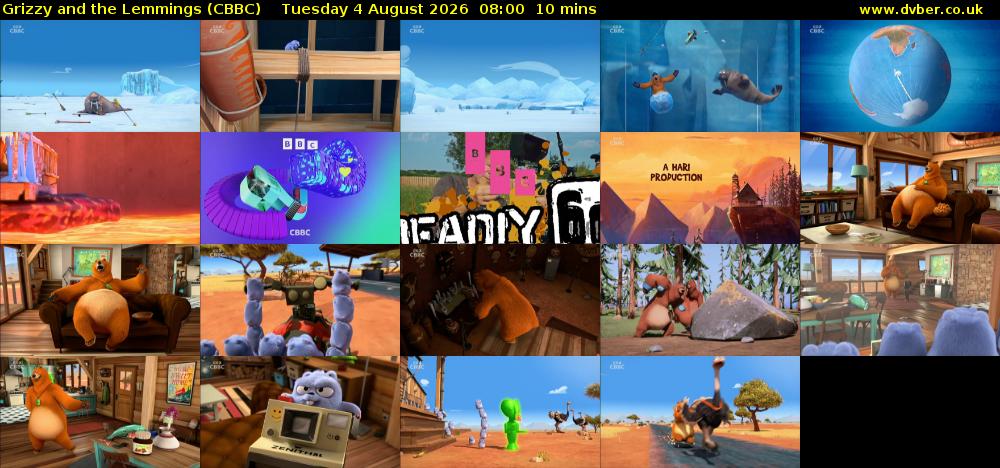 Grizzy and the Lemmings (CBBC) Tuesday 4 August 2026 08:00 - 08:10