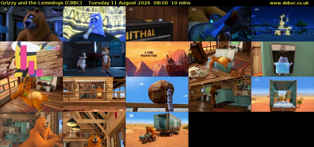 Grizzy and the Lemmings (CBBC) Tuesday 11 August 2026 08:00 - 08:10