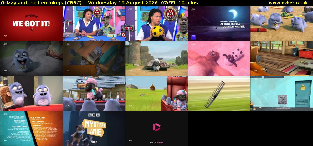 Grizzy and the Lemmings (CBBC) Wednesday 19 August 2026 07:55 - 08:05
