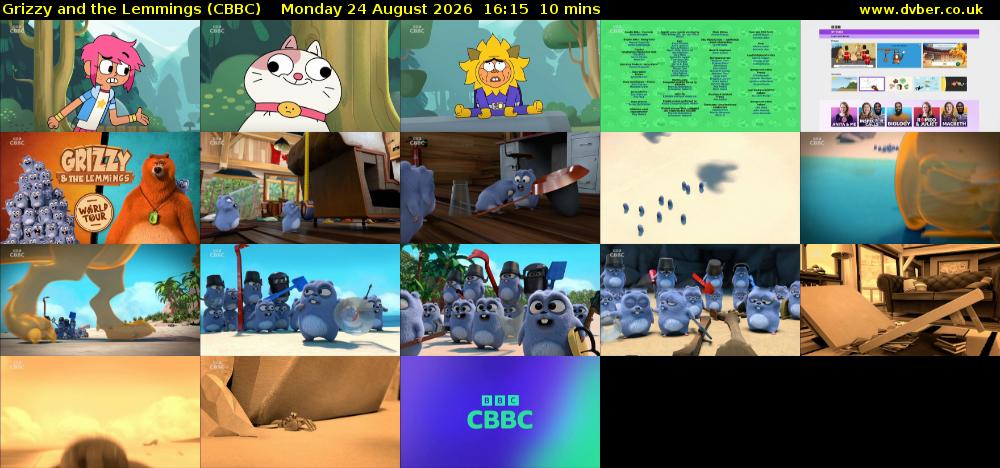 Grizzy and the Lemmings (CBBC) Monday 24 August 2026 16:15 - 16:25