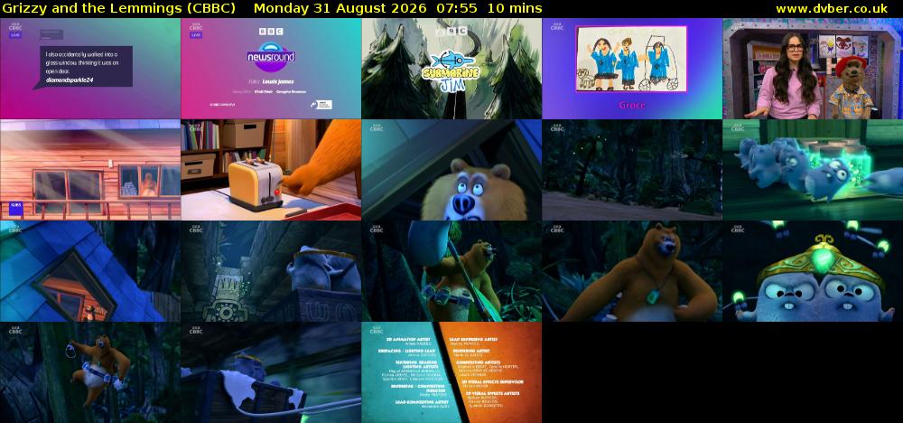 Grizzy and the Lemmings (CBBC) Monday 31 August 2026 07:55 - 08:05