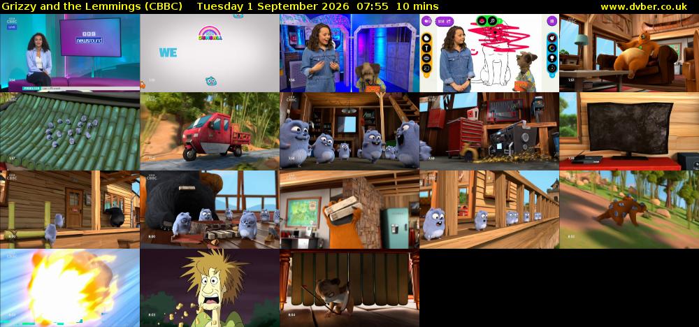 Grizzy and the Lemmings (CBBC) Tuesday 1 September 2026 07:55 - 08:05