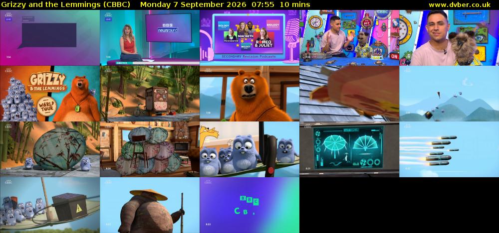 Grizzy and the Lemmings (CBBC) Monday 7 September 2026 07:55 - 08:05