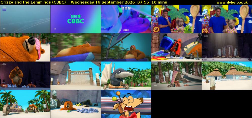 Grizzy and the Lemmings (CBBC) Wednesday 16 September 2026 07:55 - 08:05