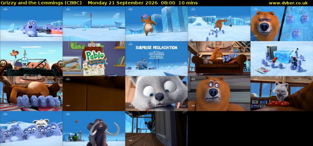 Grizzy and the Lemmings (CBBC) Monday 21 September 2026 08:00 - 08:10