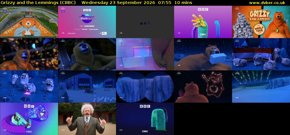 Grizzy and the Lemmings (CBBC) Wednesday 23 September 2026 07:55 - 08:05