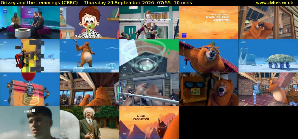 Grizzy and the Lemmings (CBBC) Thursday 24 September 2026 07:55 - 08:05