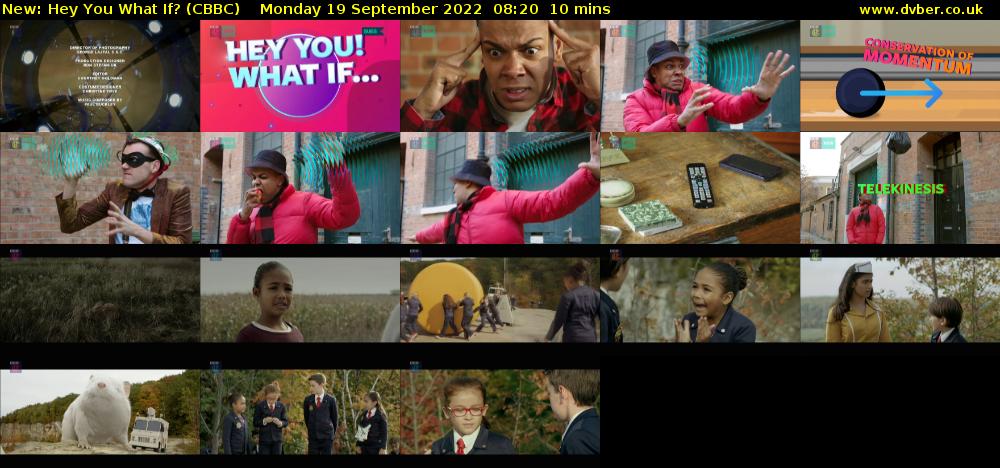 Hey You What If? (CBBC) Monday 19 September 2022 08:20 - 08:30