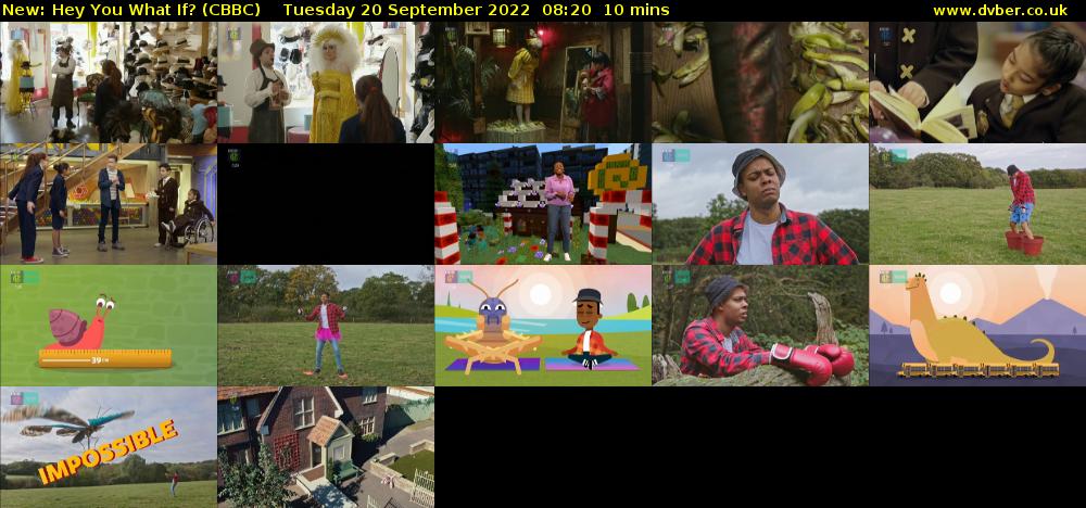 Hey You What If? (CBBC) Tuesday 20 September 2022 08:20 - 08:30