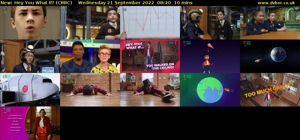 Hey You What If? (CBBC) Wednesday 21 September 2022 08:20 - 08:30