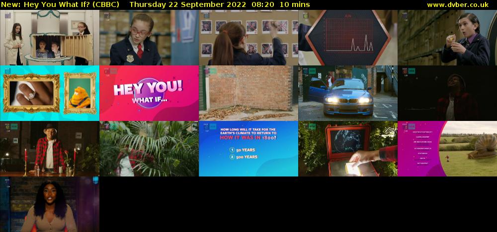 Hey You What If? (CBBC) Thursday 22 September 2022 08:20 - 08:30