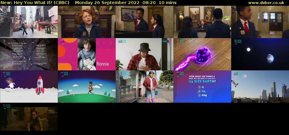Hey You What If? (CBBC) Monday 26 September 2022 08:20 - 08:30