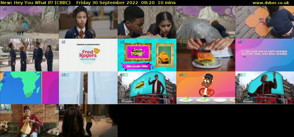 Hey You What If? (CBBC) Friday 30 September 2022 08:20 - 08:30