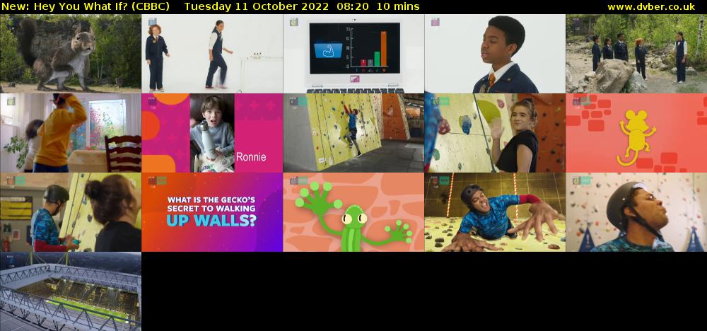Hey You What If? (CBBC) Tuesday 11 October 2022 08:20 - 08:30