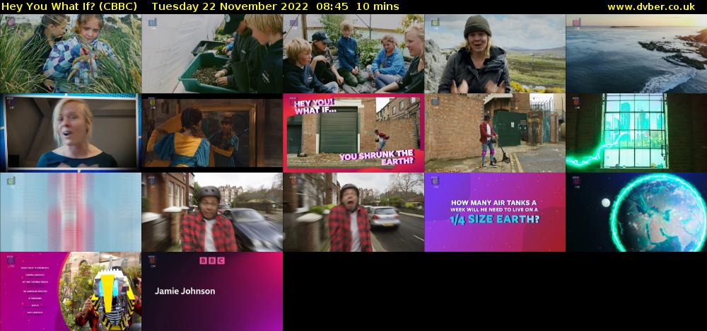 Hey You What If? (CBBC) Tuesday 22 November 2022 08:45 - 08:55