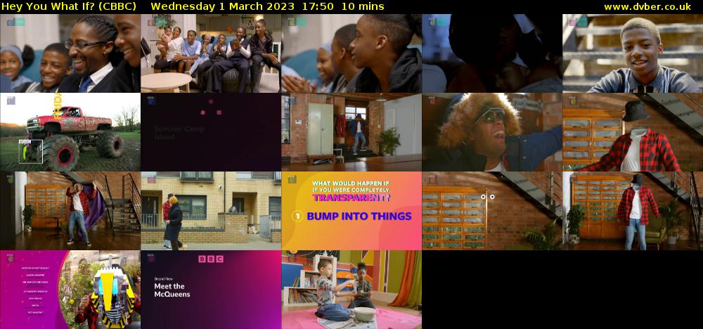 Hey You What If? (CBBC) Wednesday 1 March 2023 17:50 - 18:00
