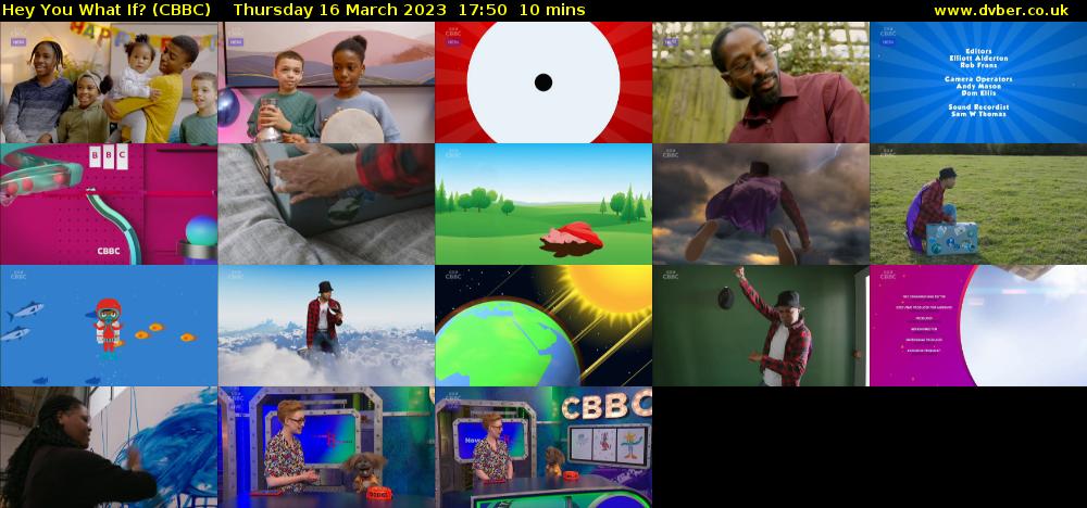 Hey You What If? (CBBC) Thursday 16 March 2023 17:50 - 18:00