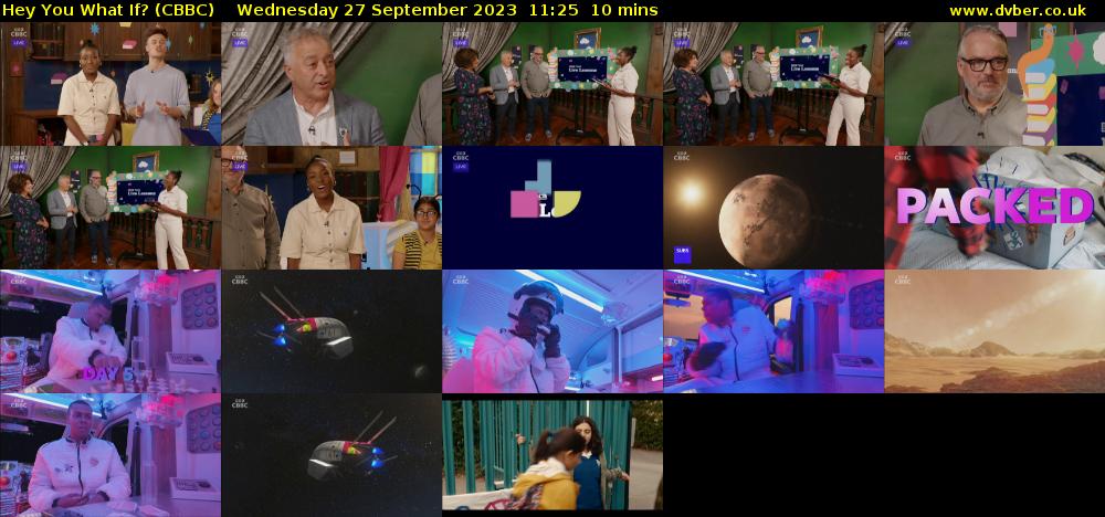 Hey You What If? (CBBC) Wednesday 27 September 2023 11:25 - 11:35