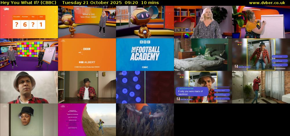 Hey You What If? (CBBC) Tuesday 21 October 2025 09:20 - 09:30