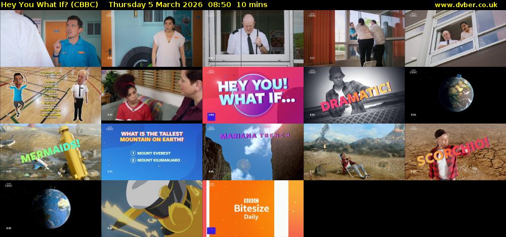 Hey You What If? (CBBC) Thursday 5 March 2026 08:50 - 09:00