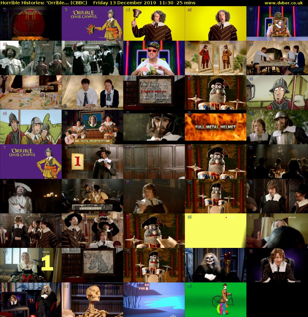 Horrible Histories: 'Orrible... (CBBC) Friday 13 December 2019 11:30 - 11:55