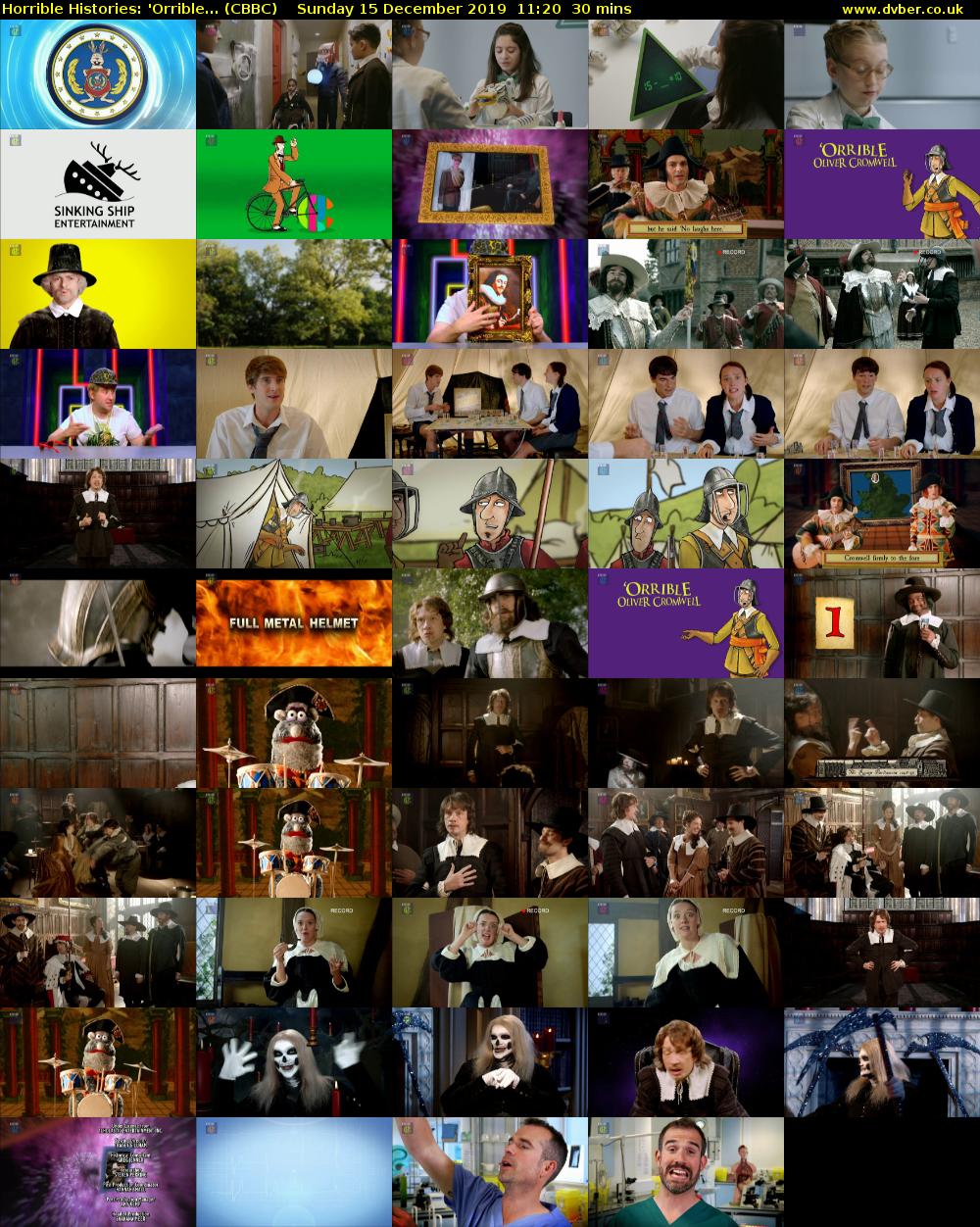 Horrible Histories: 'Orrible... (CBBC) Sunday 15 December 2019 11:20 - 11:50