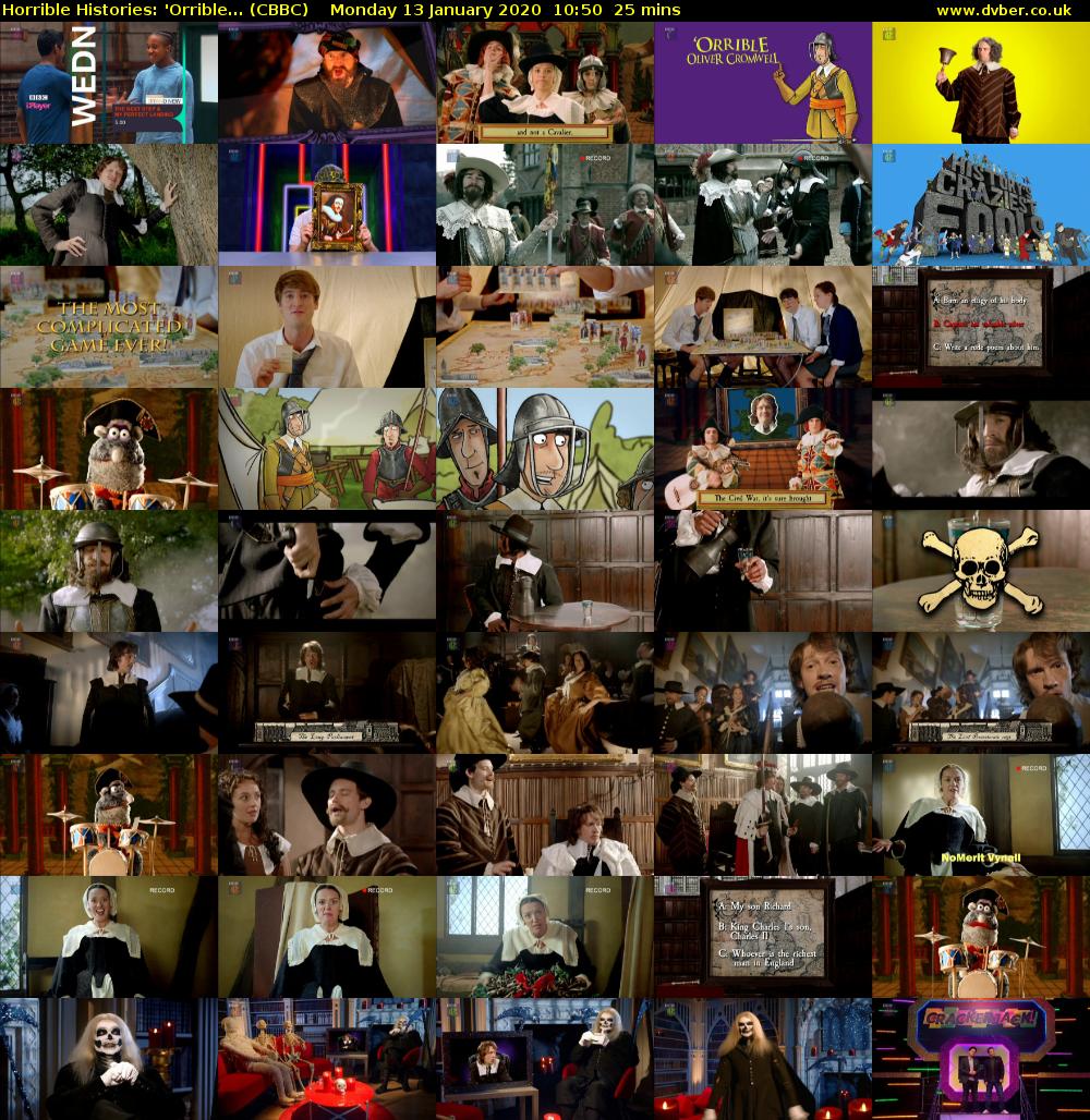 Horrible Histories: 'Orrible... (CBBC) Monday 13 January 2020 10:50 - 11:15
