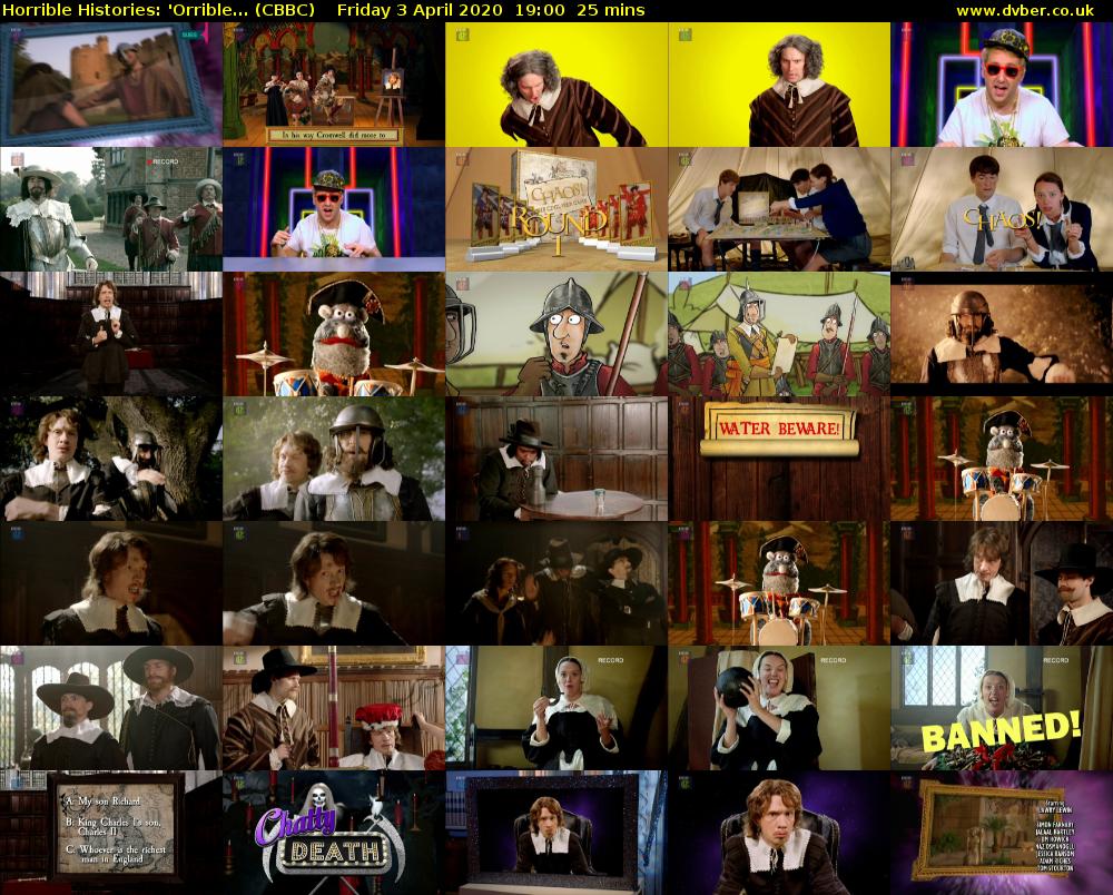 Horrible Histories: 'Orrible... (CBBC) Friday 3 April 2020 19:00 - 19:25