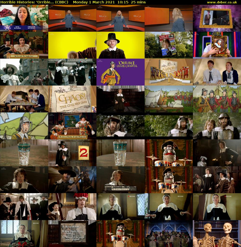 Horrible Histories: 'Orrible... (CBBC) Monday 1 March 2021 10:15 - 10:40