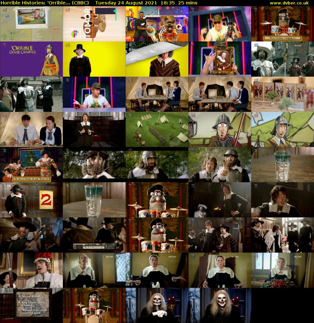 Horrible Histories: 'Orrible... (CBBC) Tuesday 24 August 2021 18:35 - 19:00