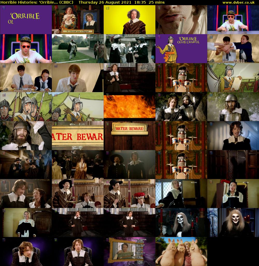 Horrible Histories: 'Orrible... (CBBC) Thursday 26 August 2021 18:35 - 19:00