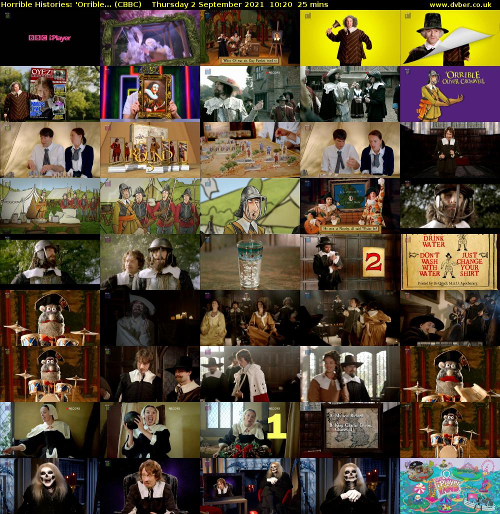 Horrible Histories: 'Orrible... (CBBC) Thursday 2 September 2021 10:20 - 10:45