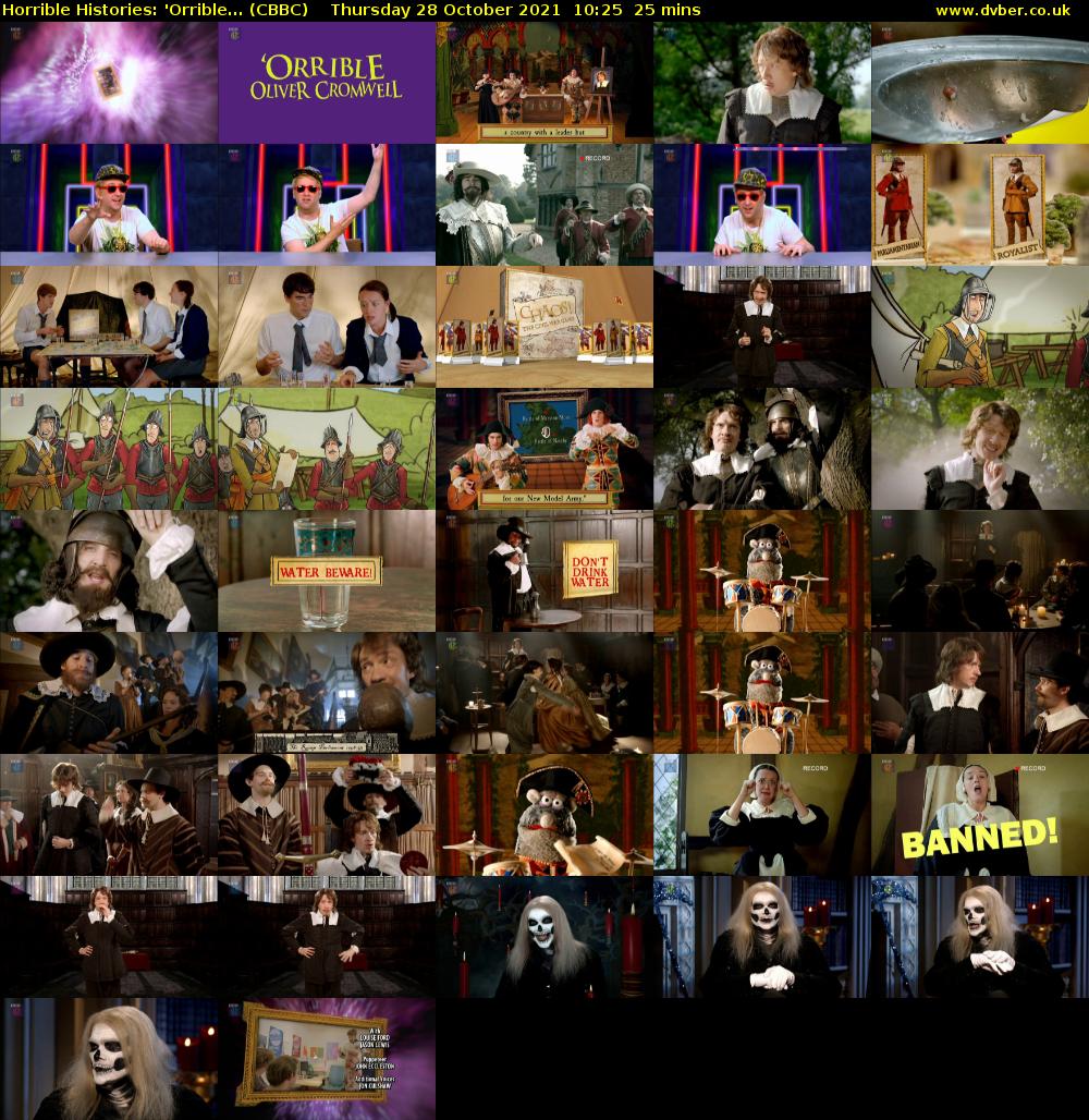 Horrible Histories: 'Orrible... (CBBC) Thursday 28 October 2021 10:25 - 10:50