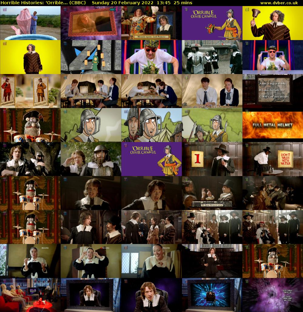Horrible Histories: 'Orrible... (CBBC) Sunday 20 February 2022 13:45 - 14:10