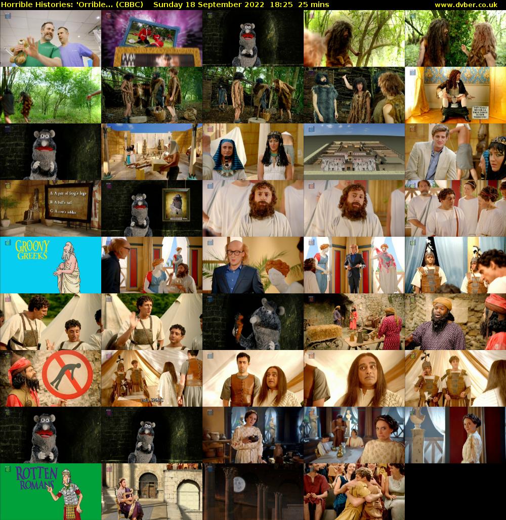 Horrible Histories: 'Orrible... (CBBC) Sunday 18 September 2022 18:25 - 18:50