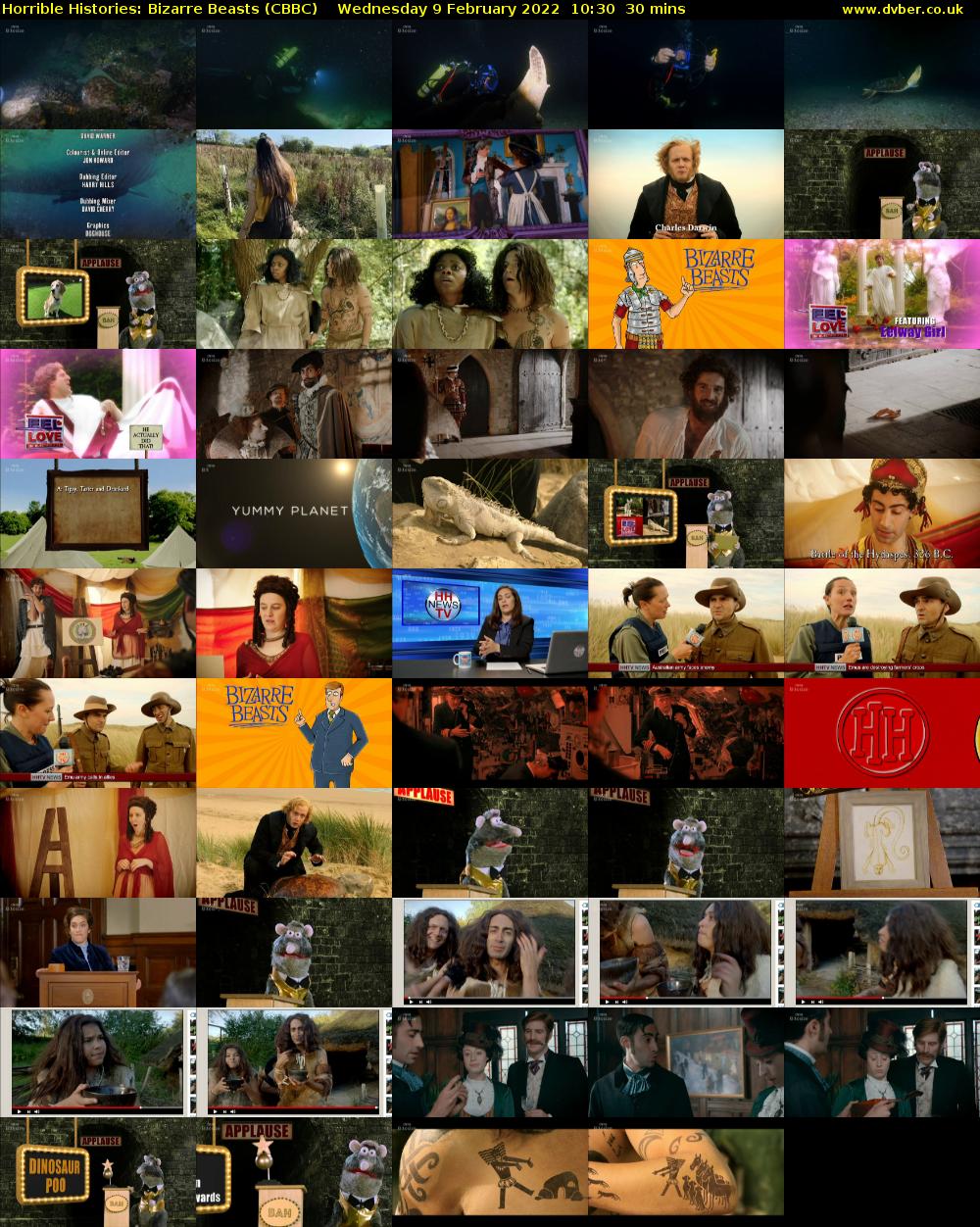 Horrible Histories: Bizarre Beasts (CBBC) Wednesday 9 February 2022 10:30 - 11:00