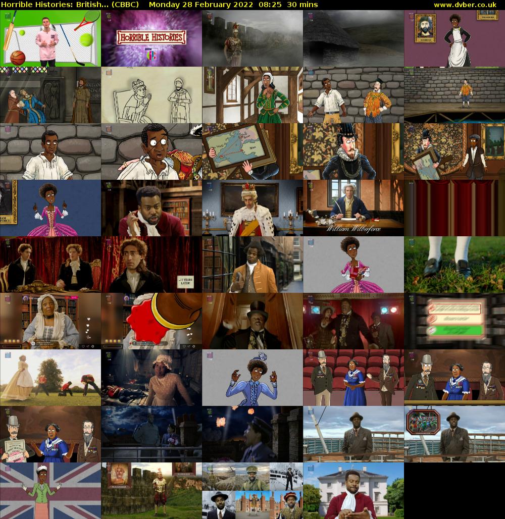 Horrible Histories: British... (CBBC) Monday 28 February 2022 08:25 - 08:55