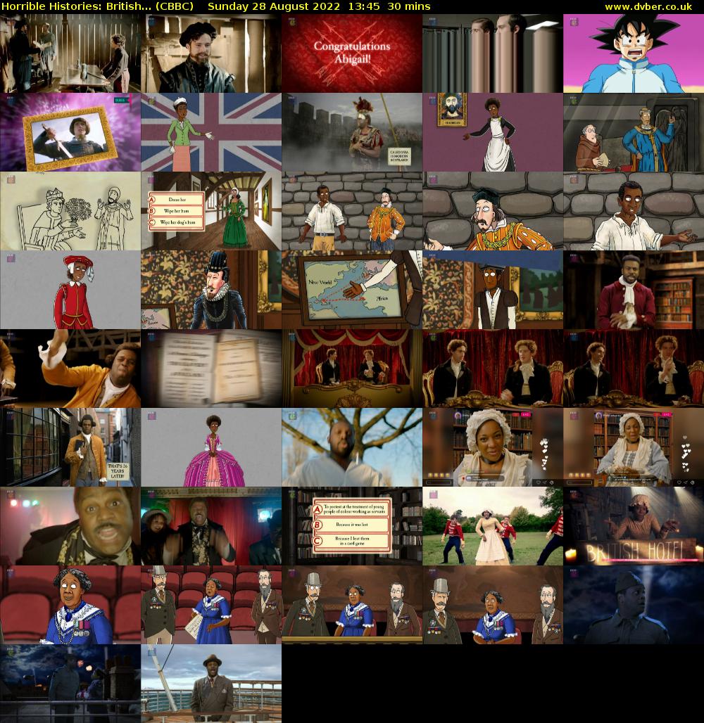 Horrible Histories: British... (CBBC) Sunday 28 August 2022 13:45 - 14:15