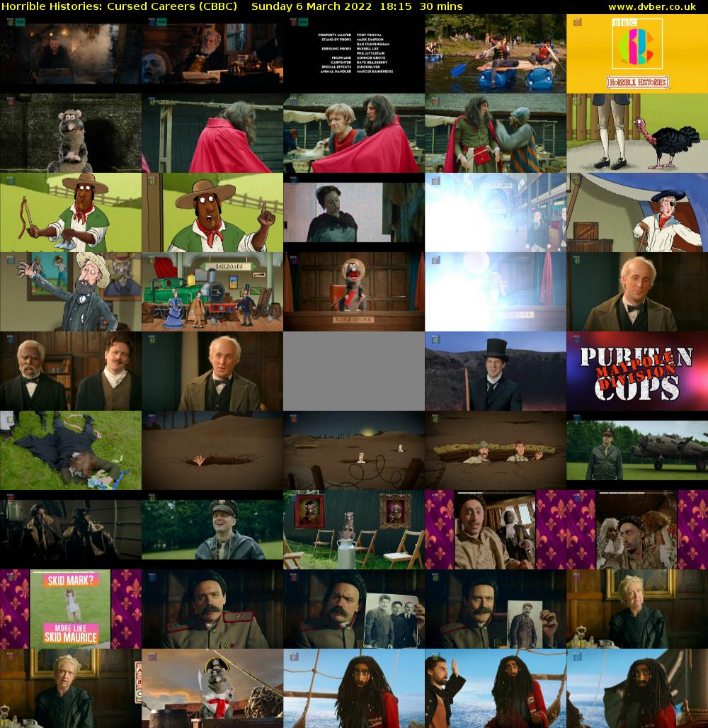Horrible Histories: Cursed Careers (CBBC) Sunday 6 March 2022 18:15 - 18:45