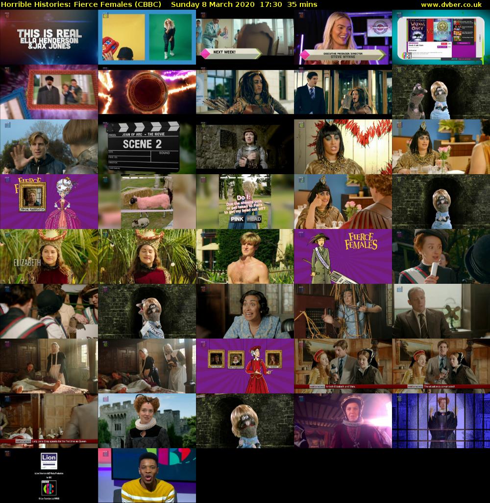 Horrible Histories: Fierce Females (CBBC) Sunday 8 March 2020 17:30 - 18:05