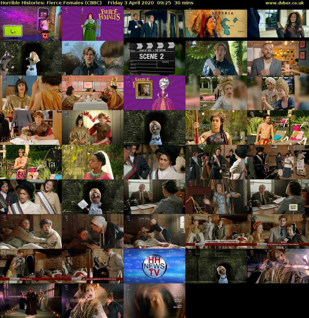Horrible Histories: Fierce Females (CBBC) Friday 3 April 2020 09:25 - 09:55