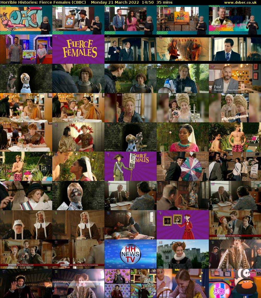 Horrible Histories: Fierce Females (CBBC) Monday 21 March 2022 14:50 - 15:25