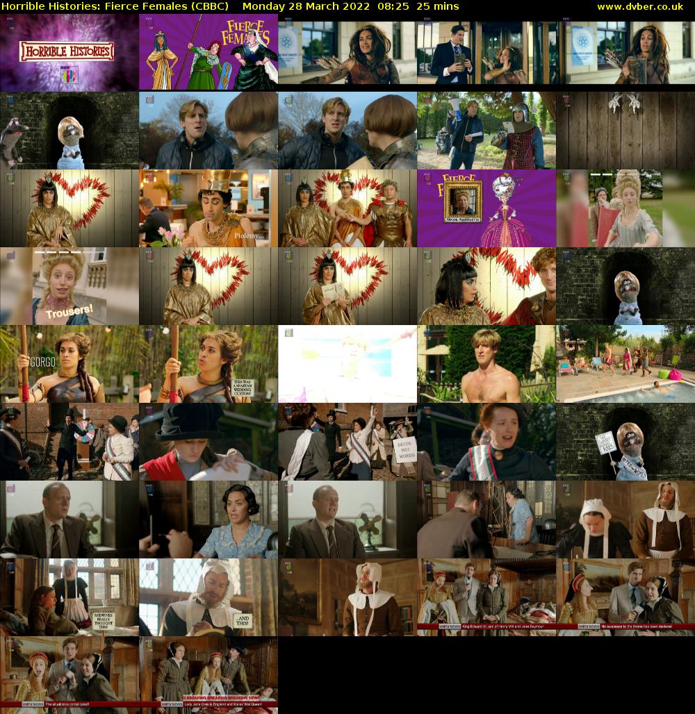 Horrible Histories: Fierce Females (CBBC) Monday 28 March 2022 08:25 - 08:50