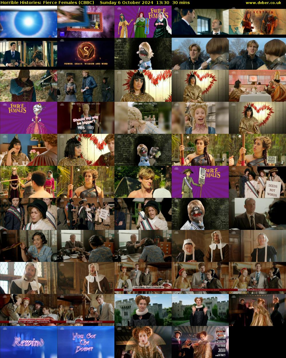 Horrible Histories: Fierce Females (CBBC) Sunday 6 October 2024 13:30 - 14:00