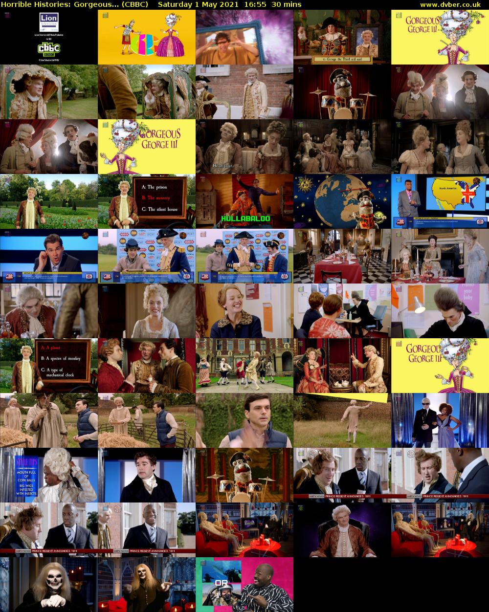 Horrible Histories: Gorgeous... (CBBC) Saturday 1 May 2021 16:55 - 17:25