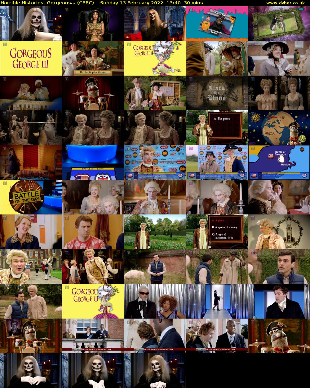 Horrible Histories: Gorgeous... (CBBC) Sunday 13 February 2022 13:40 - 14:10