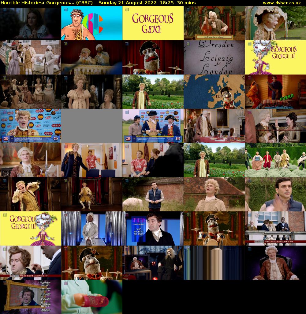 Horrible Histories: Gorgeous... (CBBC) Sunday 21 August 2022 18:25 - 18:55