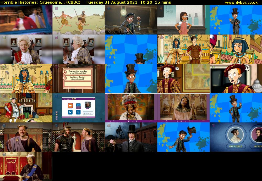 Horrible Histories: Gruesome... (CBBC) Tuesday 31 August 2021 10:20 - 10:35