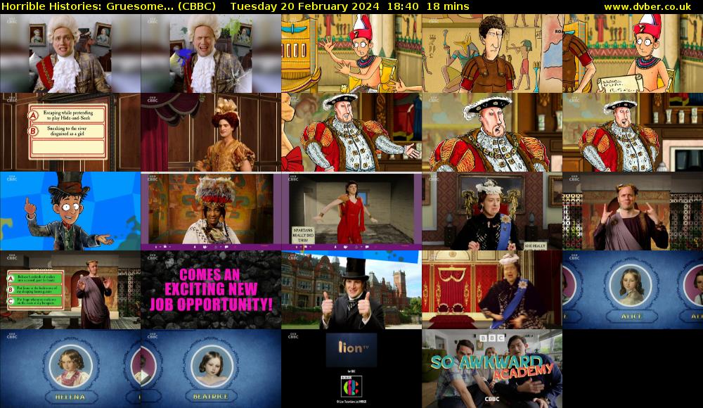 Horrible Histories: Gruesome... (CBBC) Tuesday 20 February 2024 18:40 - 18:58